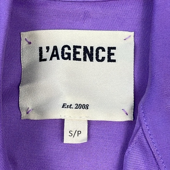 New L’Agence Janelle Jacket Slim Crop Orchid Coated Purple Sz S - Picture 9 of 14